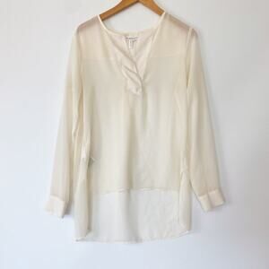 BCBGeneration Ivory Placket Henley Long Sleeve Blouse Top